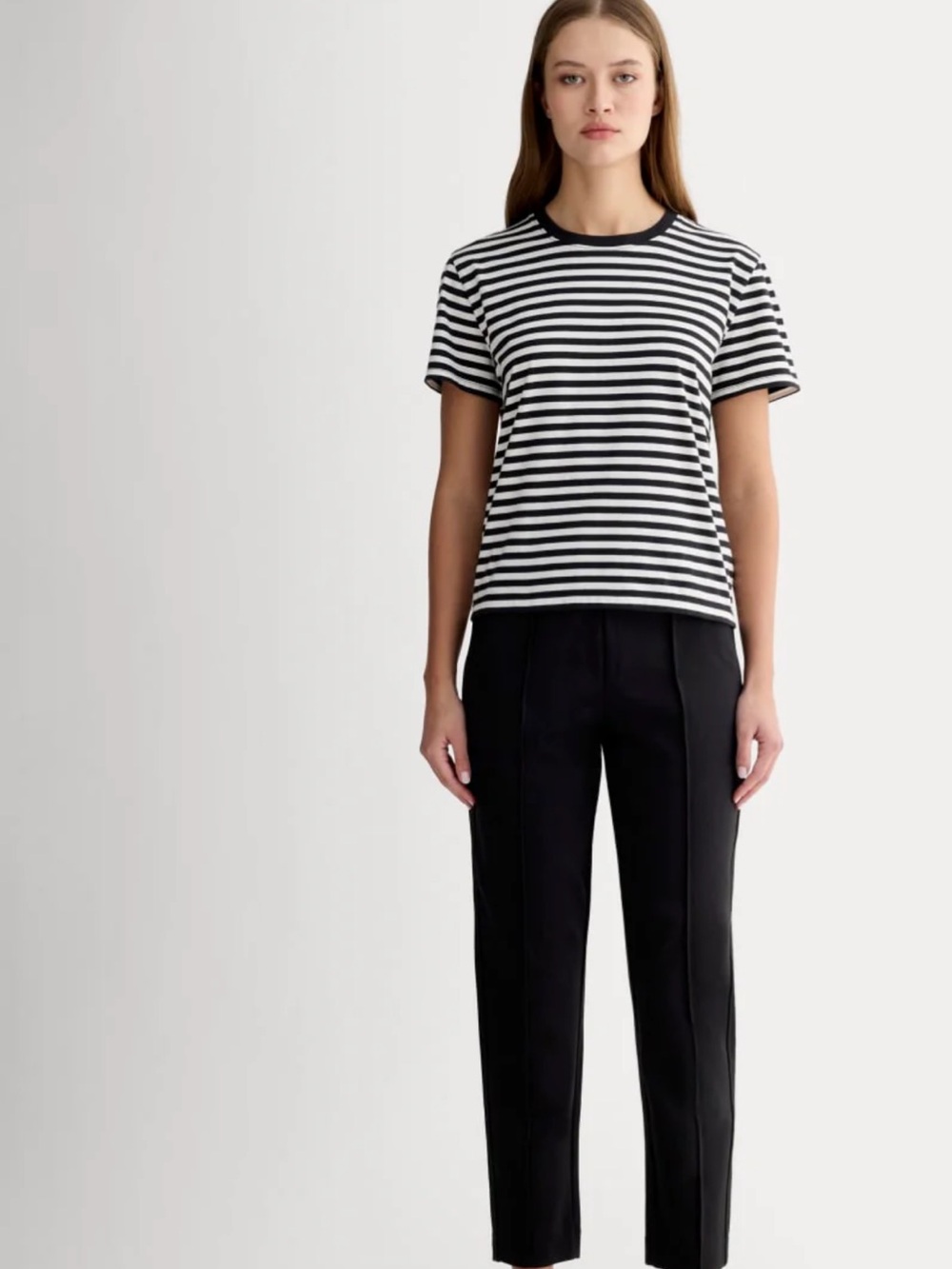 Everlane The Dream Pant - Black Cotton Blend Knit Pull-On Pants